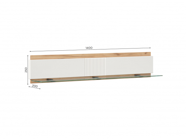 Бари Полка навесная 1400 (Дуб Золотой/Белый)